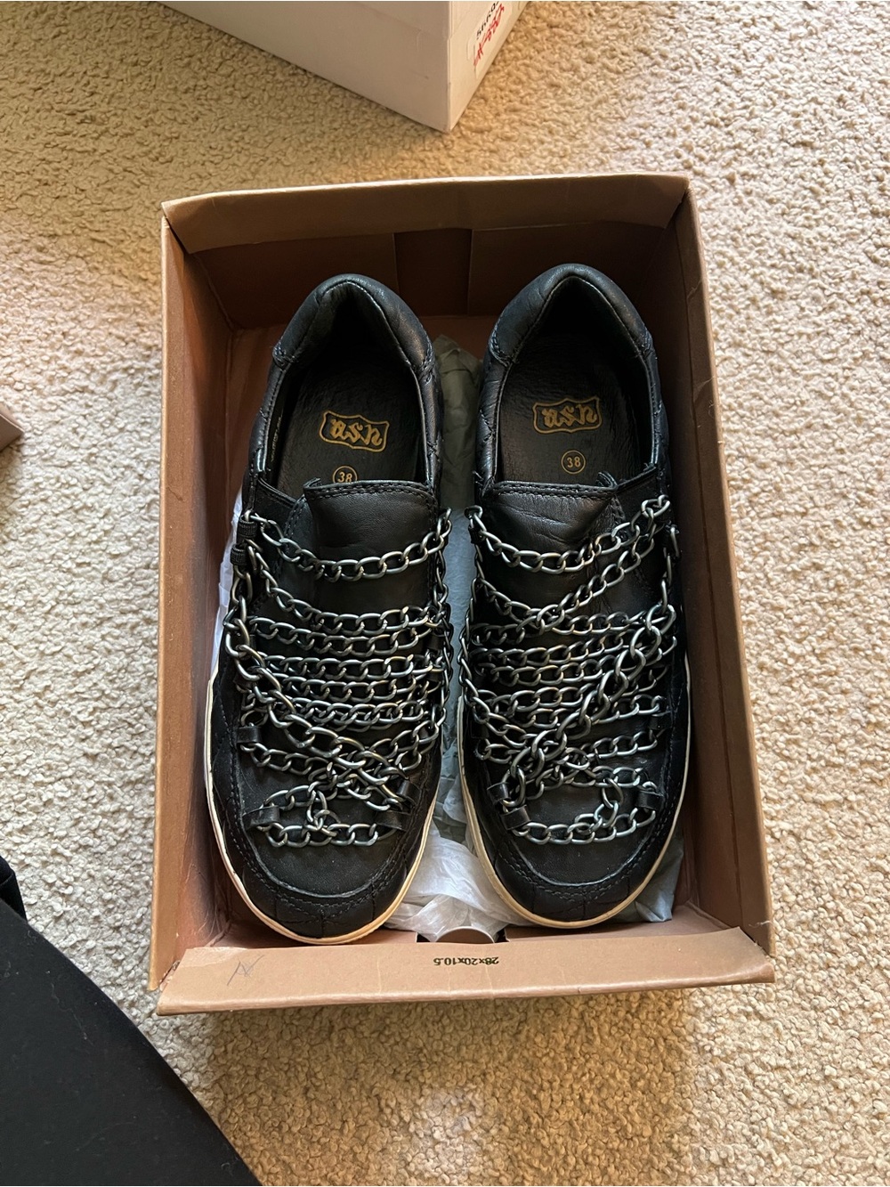 Ash Women's Black Leather Sneakers with Chain Detail